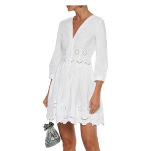 ALBERTA FERRETTI WHITE EMBROIDERED DRESS - SIZE US 4